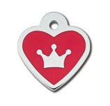 ID Tag Heart Epoxy Red Crown  -