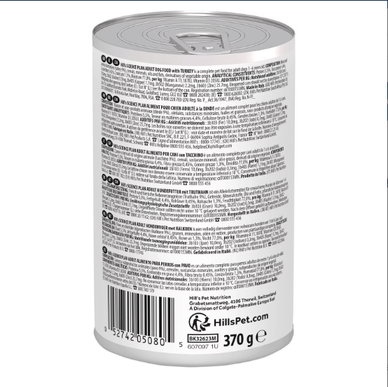HILL’S SCIENCE PLAN Adult Dog Food with Turkey (12x370g) - Shopivet.com