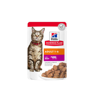 Hill’s Science Plan Adult Wet Cat Food Beef Pouches (12x85g) - Shopivet.com