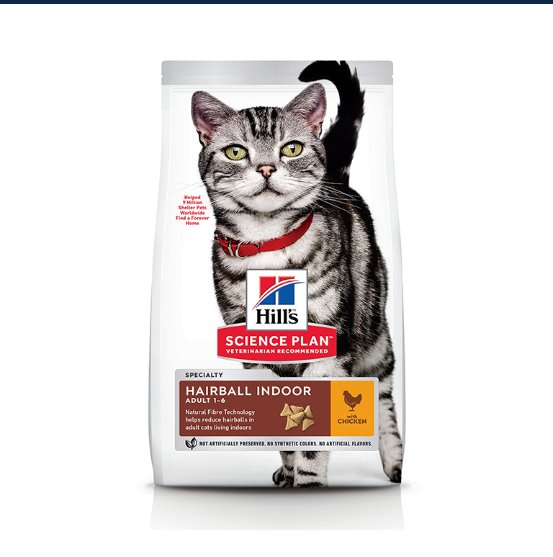 Hill’s Science Plan Hairball Indoor Adult Cat Food with Chicken (3kg) - Shopivet.com