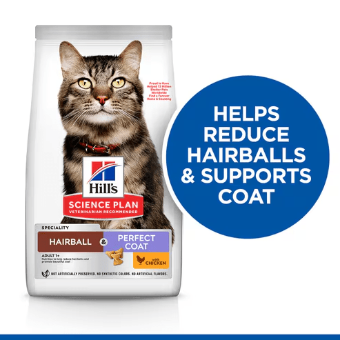 Hill’s Science Plan Hairball & Perfect Coat Adult Dry Cat Food with Chicken (1.5kg) - Shopivet.com