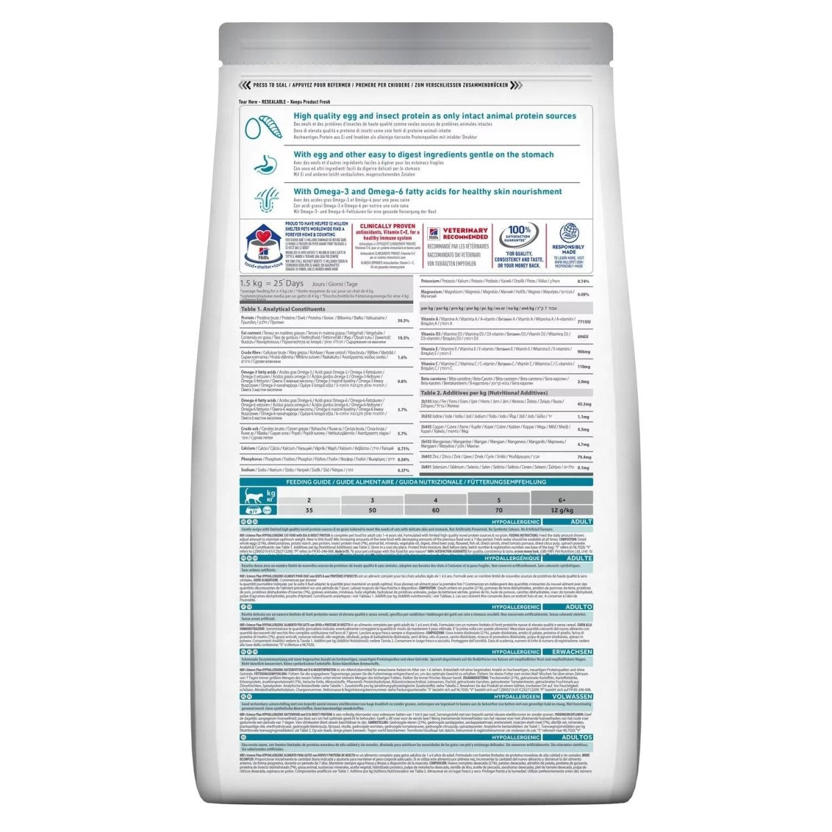 Hill’s Science Plan Hypoallergenic Adult Cat Food No Grain Egg & Insect Protein (1.5kg) - Shopivet.com