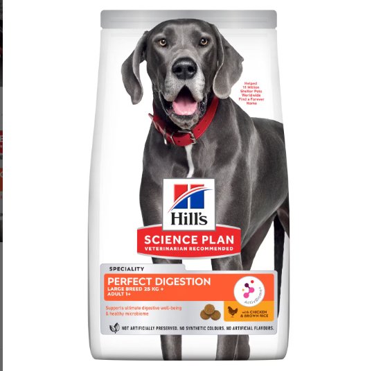 Hill’s Science Plan Perfect Digestion Large Breed Adult 1+ Dog Food with Chicken and Brown Rice (14kg) - Shopivet.com