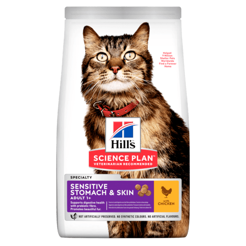 Hill’s Science Plan Sensitive Stomach & Skin Adult Cat Food with Chicken (7kg) - Shopivet.com