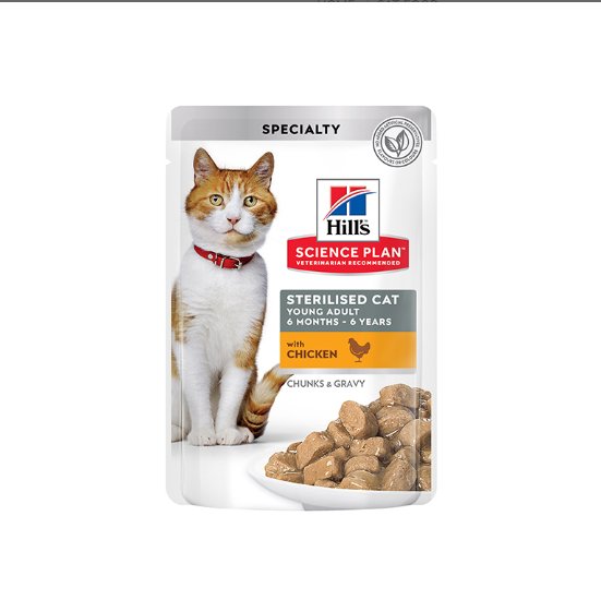 Hill’s Science Plan Sterilised Cat Adult Cat Wet Food With Chicken Pouches (12x85g) - Shopivet.com