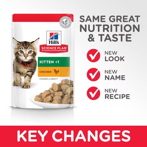 Hill’s Science Plan Tender Chunks In Gravy Kitten Chicken Wet Pouches (12x85g) - Shopivet.com