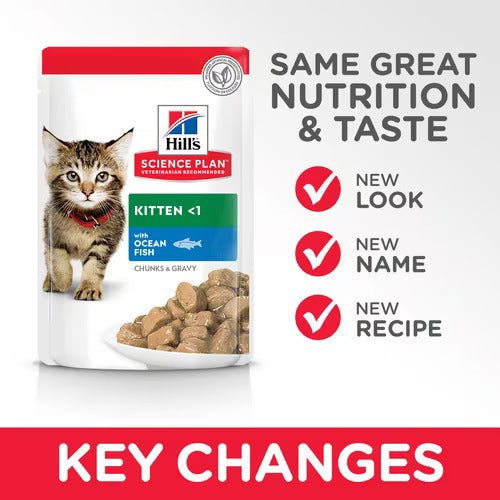 Hill’s Science Plan Tender Chunks In Gravy Kitten With Ocean Fish Pouches (12x85g) - Shopivet.com
