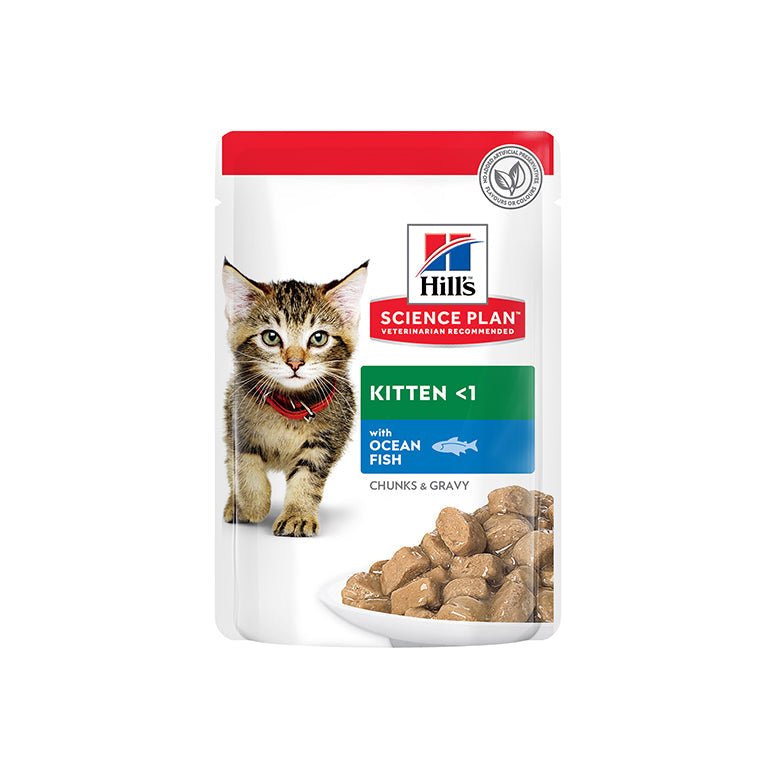 Hill’s Science Plan Tender Chunks In Gravy Kitten With Ocean Fish Pouches (12x85g) - Shopivet.com