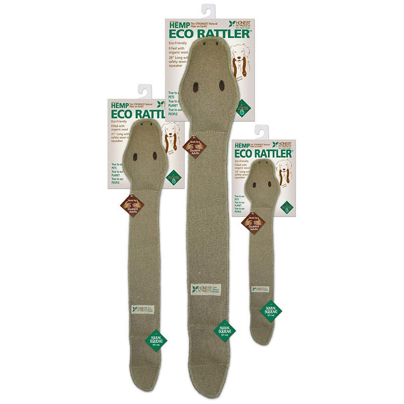 Honest Pets Eco Rattler – Squeaker - 28in - Shopivet.com