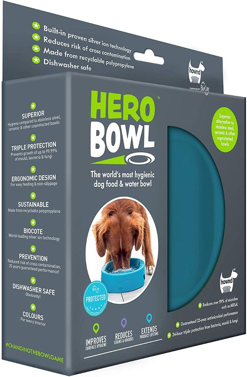 Hownd Hero Dog Bowl - BLUE Small - Shopivet.com