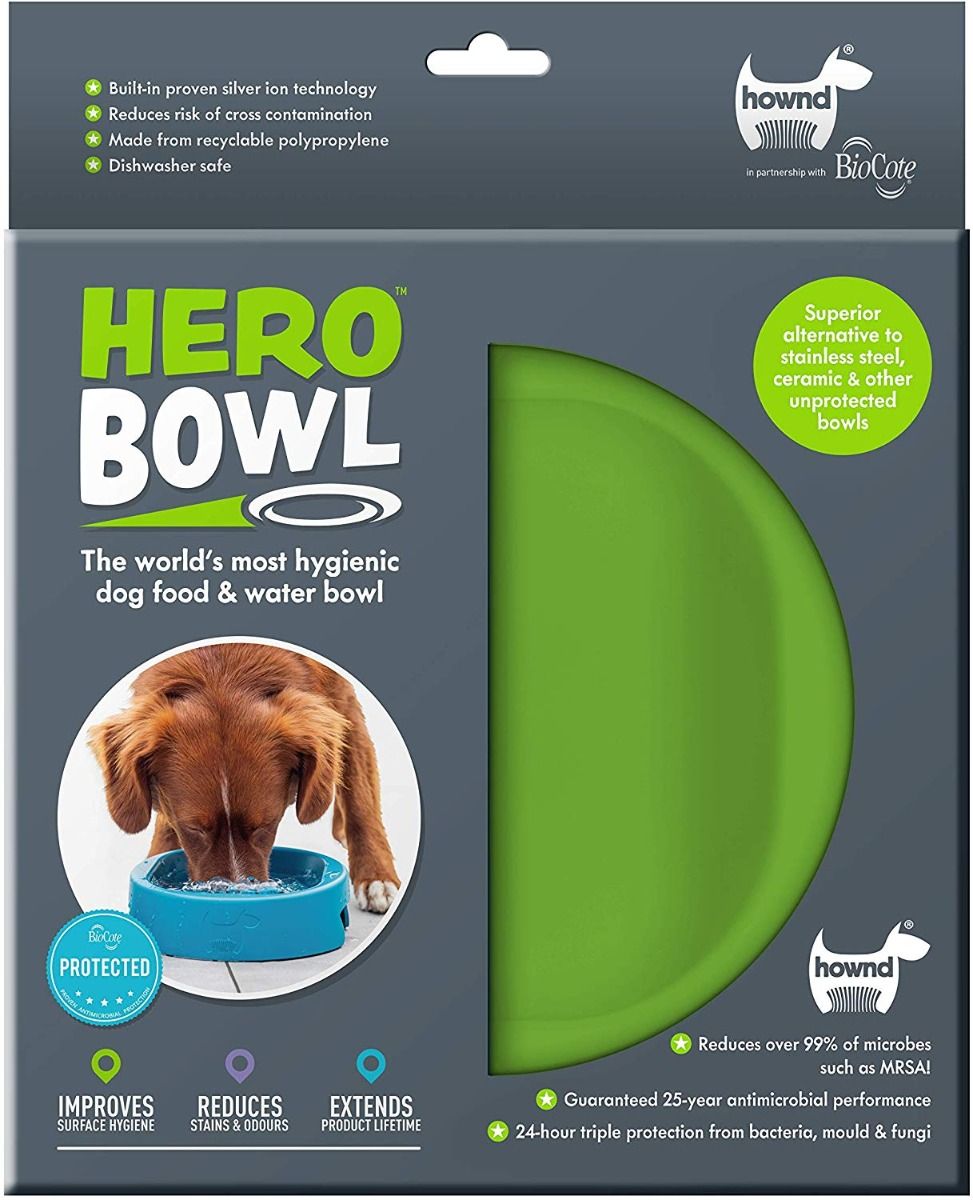 Hownd Hero Dog Bowl - GREEN Small - Shopivet.com