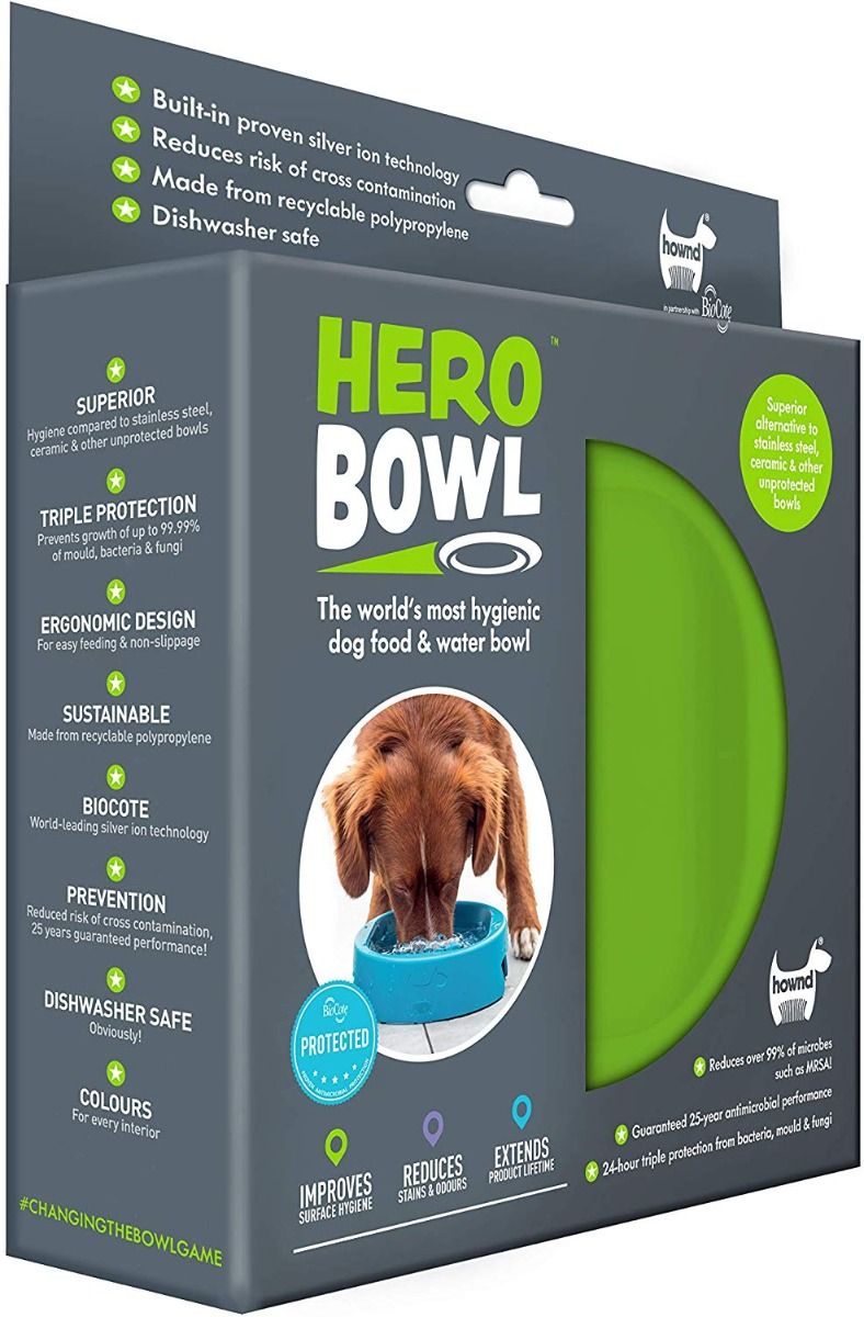 Hownd Hero Dog Bowl - GREEN Small - Shopivet.com