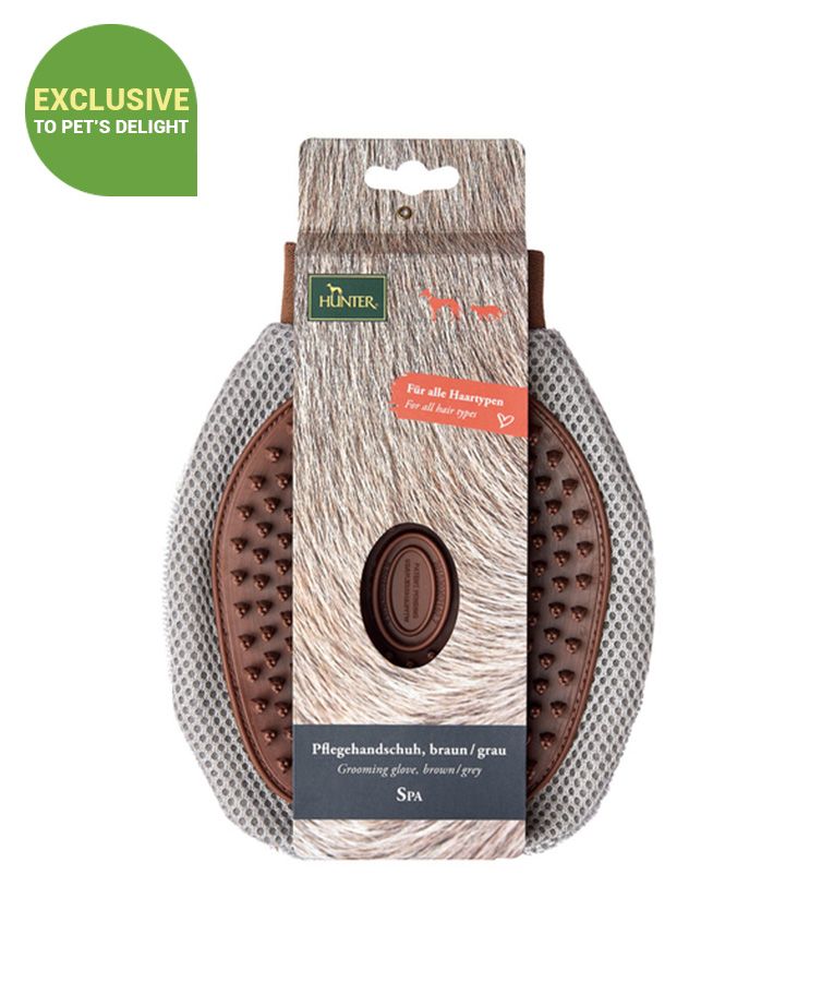 Hunter Spa Grooming Glove - Grey/Brown - Shopivet.com