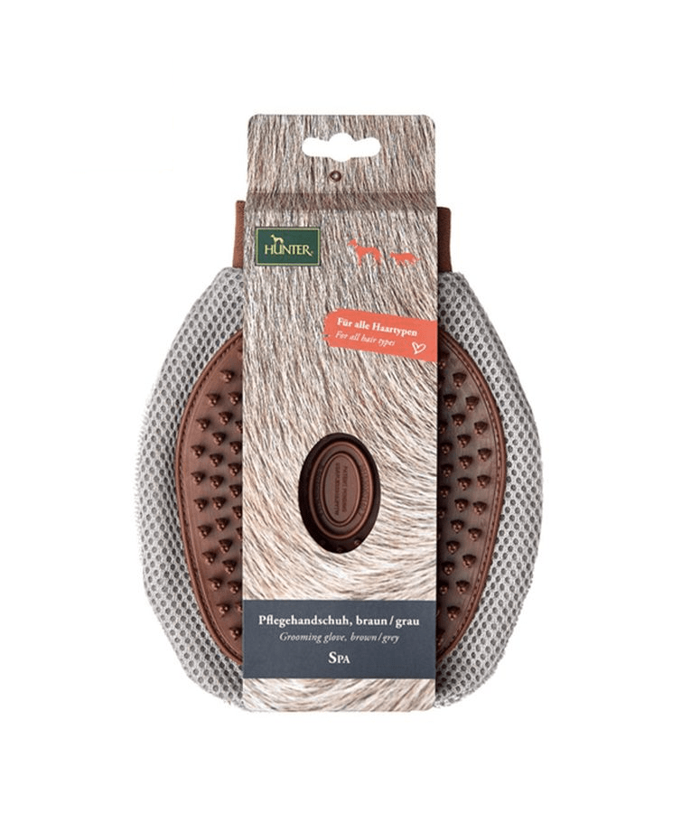 Hunter Spa Grooming Glove - Grey/Brown - Shopivet.com