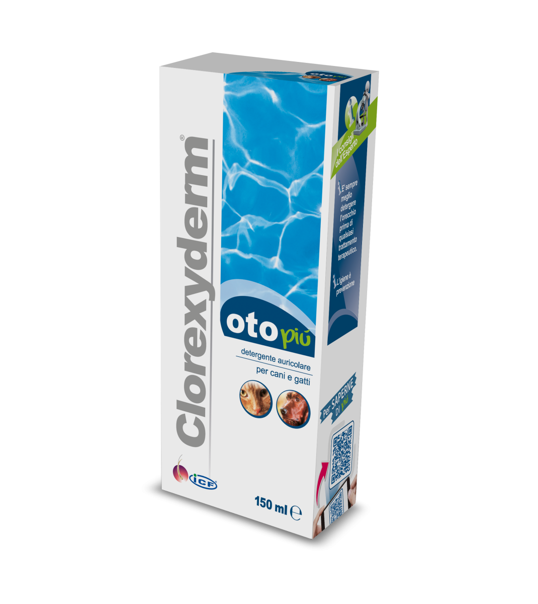 ICF Clorexyderm Oto Piu Ear Cleanser for Dogs and Cats 150 ml