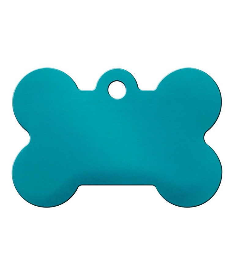 ID Tag Bone Aluminum Turquoise - Small - Shopivet.com