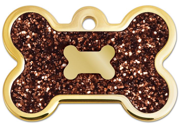 ID Tag Bone Epoxy Gold & Glitter - Small - Shopivet.com
