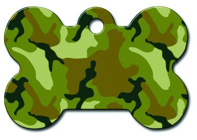 ID Tag Bone Painted Green Camouflage - Large - Shopivet.com