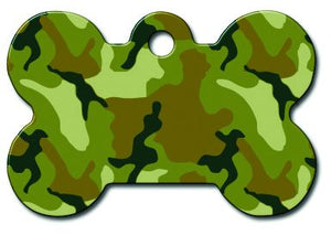 ID Tag Bone Painted Green Camouflage - Large - Shopivet.com