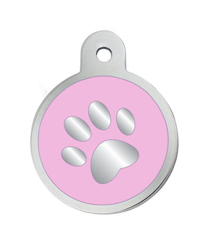 ID Tag Circle Epoxy Pink Paw - Small - Shopivet.com