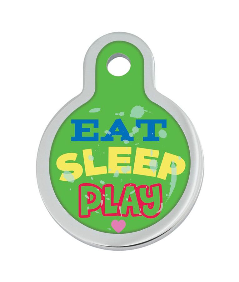 ID Tag Circle Raised Edge Eat Play Sleep - Shopivet.com
