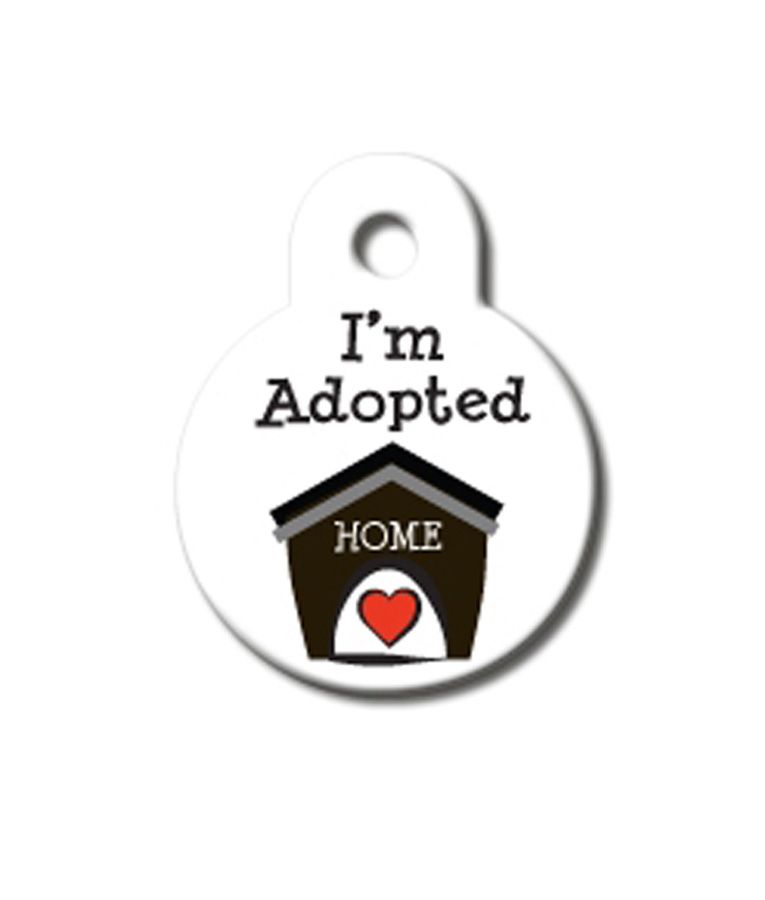 ID Tag Circle Small White Adopted - Shopivet.com