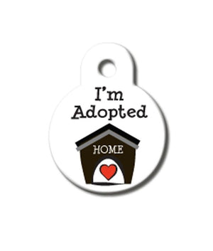 ID Tag Circle Small White Adopted - Shopivet.com