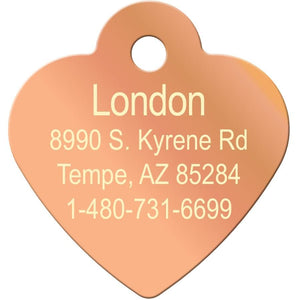 ID Tag Heart Brass Rose Gold Plated with Crystal - Shopivet.com
