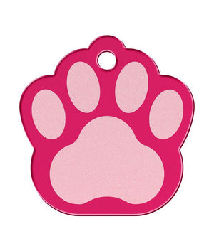 ID Tag Paw Two - Tone Aluminum - RASPBERRY Small - Shopivet.com