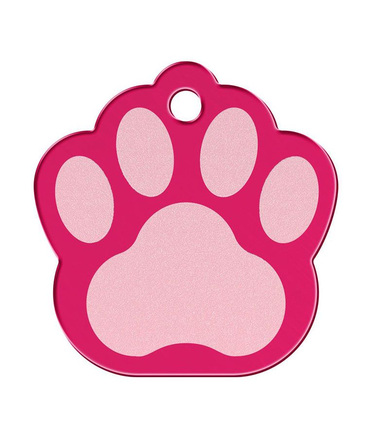 ID Tag Paw Two - Tone Aluminum - RASPBERRY Small - Shopivet.com