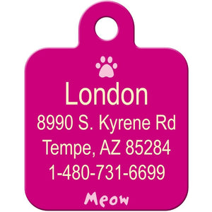 ID Tag Square Small Meow Pink - Shopivet.com