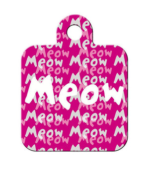 ID Tag Square Small Meow Pink - Shopivet.com