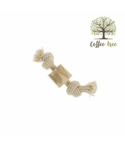 Imac 2 Knot 20cm Rope and Coffee Plant Wood Dog Toy Small 50g - Shopivet.com