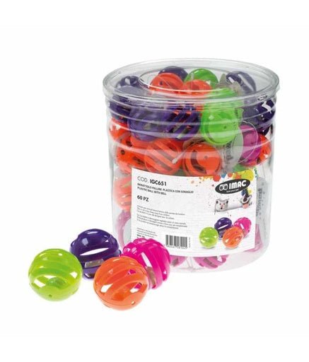 Imac Cat Toy Plastic Ball with Bell, 60pcs - Shopivet.com