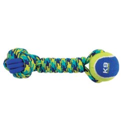 K9 Fitness by Zeus Rope and TPR Tennis Ball Dumbbell - 30.48 cm dia - Shopivet.com