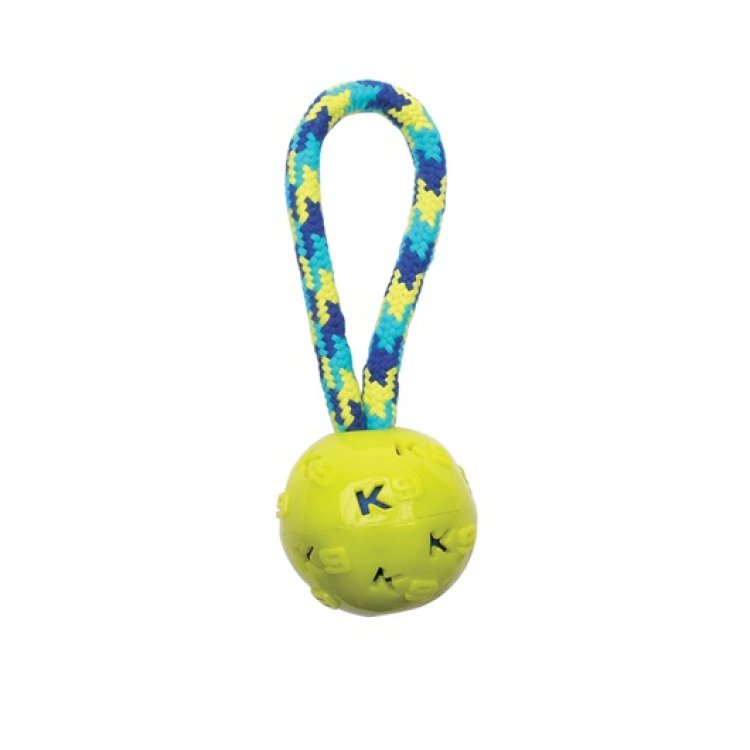 K9 Fitness by Zeus TPR and Rope Ball Tug - 22.86 cm - Shopivet.com