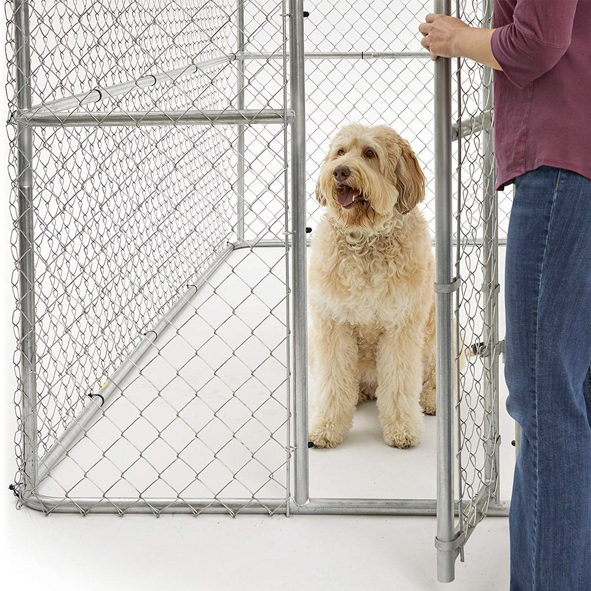 K9 Medium Steel Chain Link Portable Kennel - Shopivet.com
