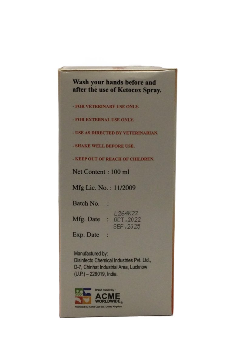 Ketocox Antiseptic, Antifungal & anti itching Spray 100ml - Shopivet.com