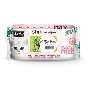 Kit Cat 5 - in - 1 Cat Wipes ALOE VERA Scented - Shopivet.com