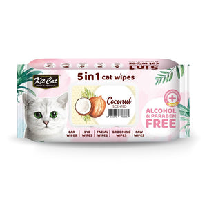 Kit Cat 5 - in - 1 Cat Wipes COCONUT Scented - Shopivet.com