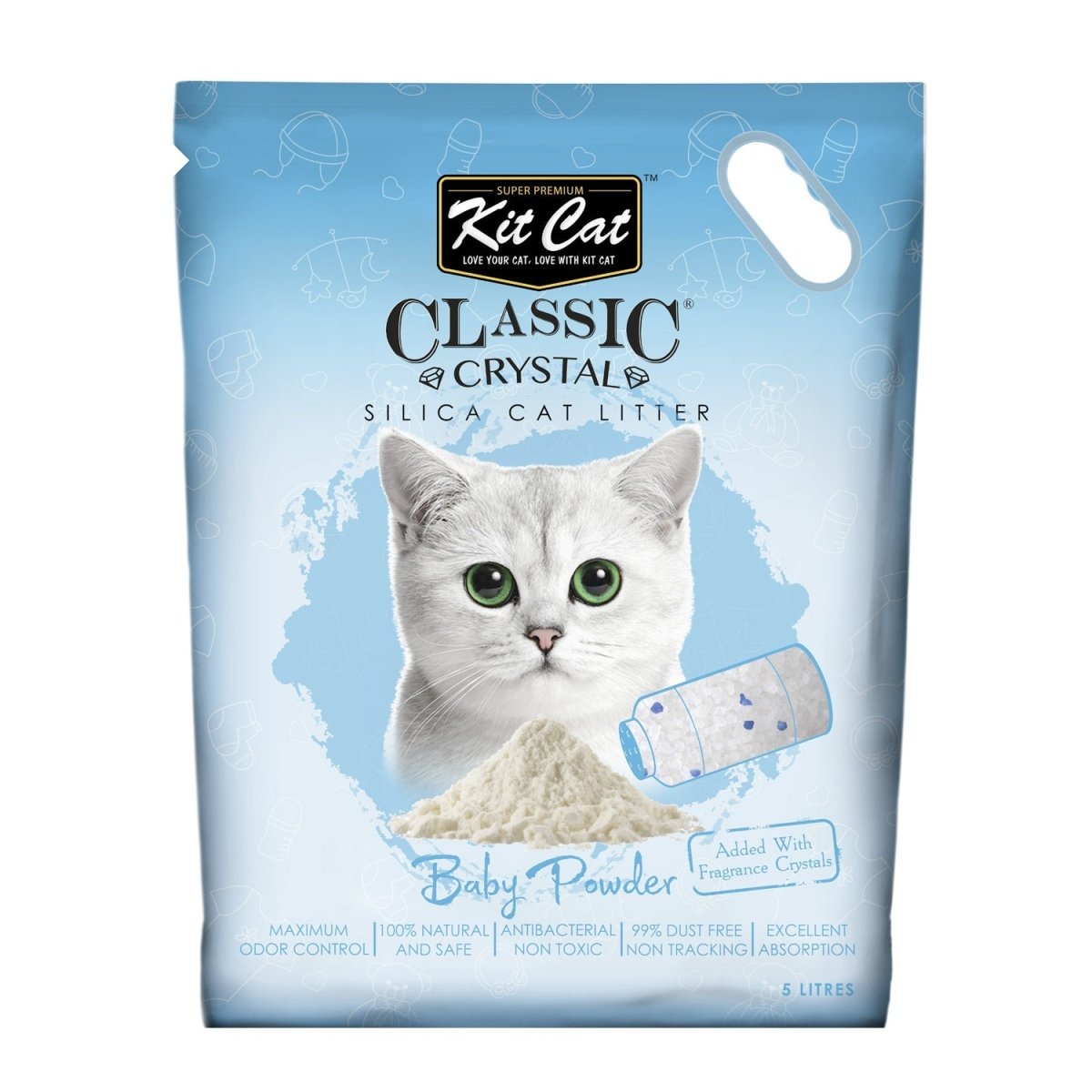 Kit Cat Classic Crystal Cat Litter – Baby Powder (5 Litres) - Shopivet.com
