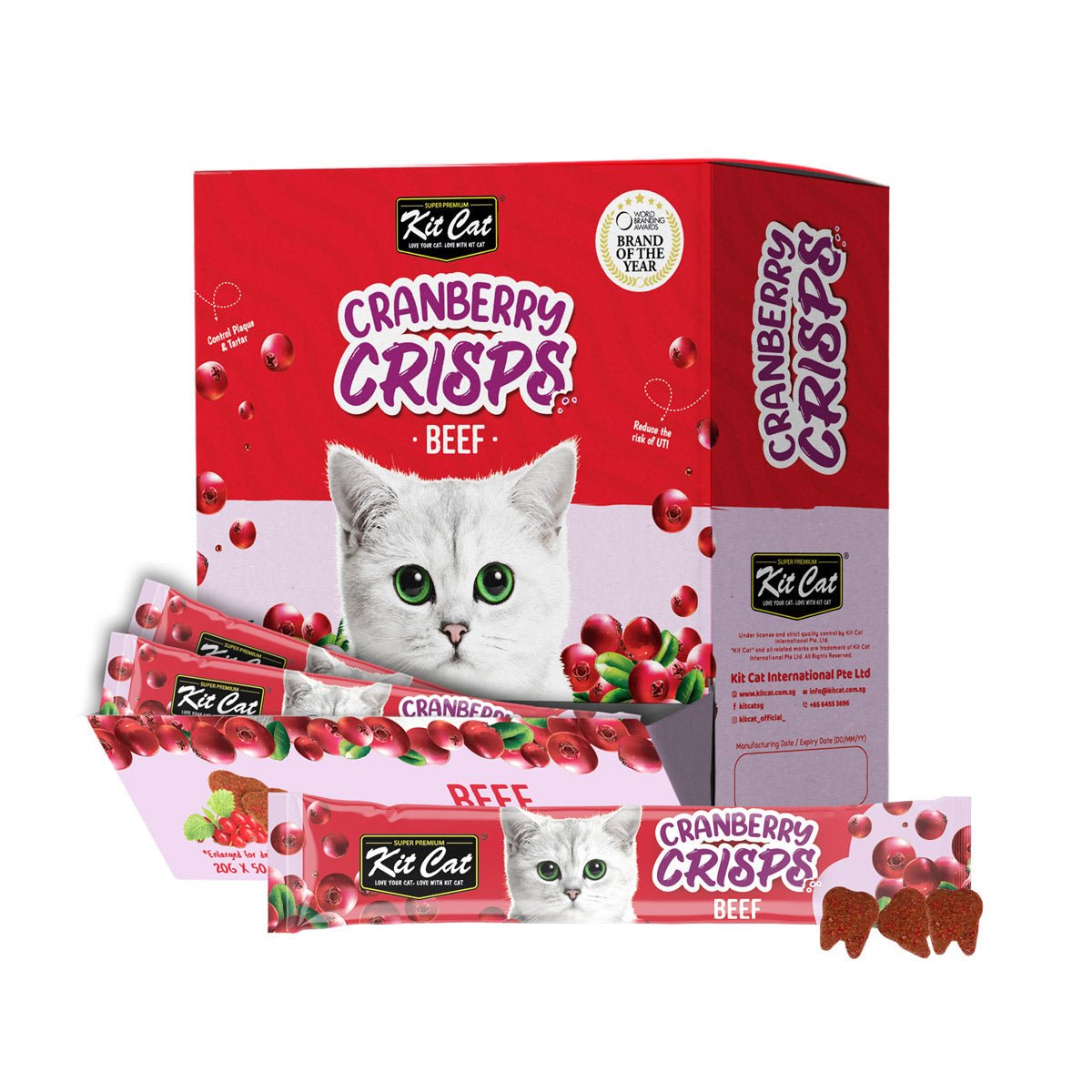 Kit Cat Cranberry Crisps Beef Box (50 sachets) - Shopivet.com
