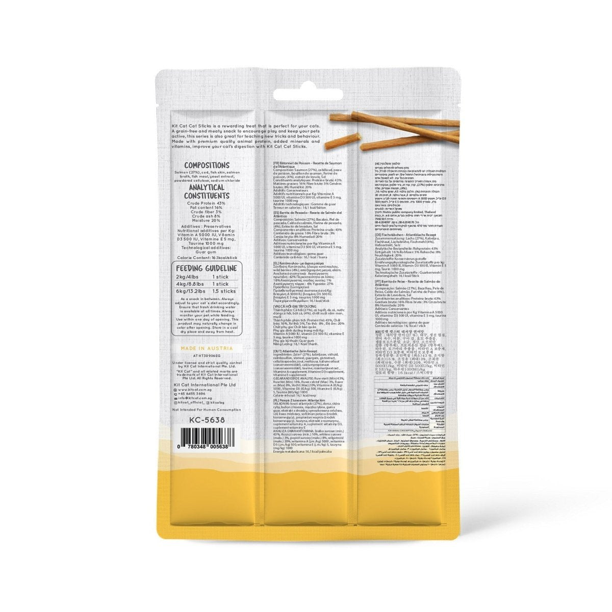 Kit Cat Grain Free Cat Stick Atlantic Salmon 15g - Shopivet.com
