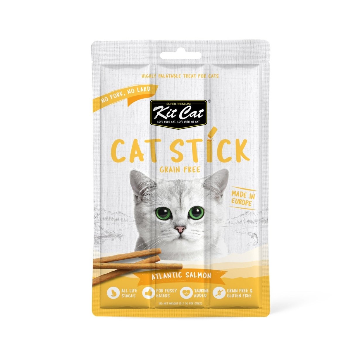 Kit Cat Grain Free Cat Stick Atlantic Salmon 15g - Shopivet.com