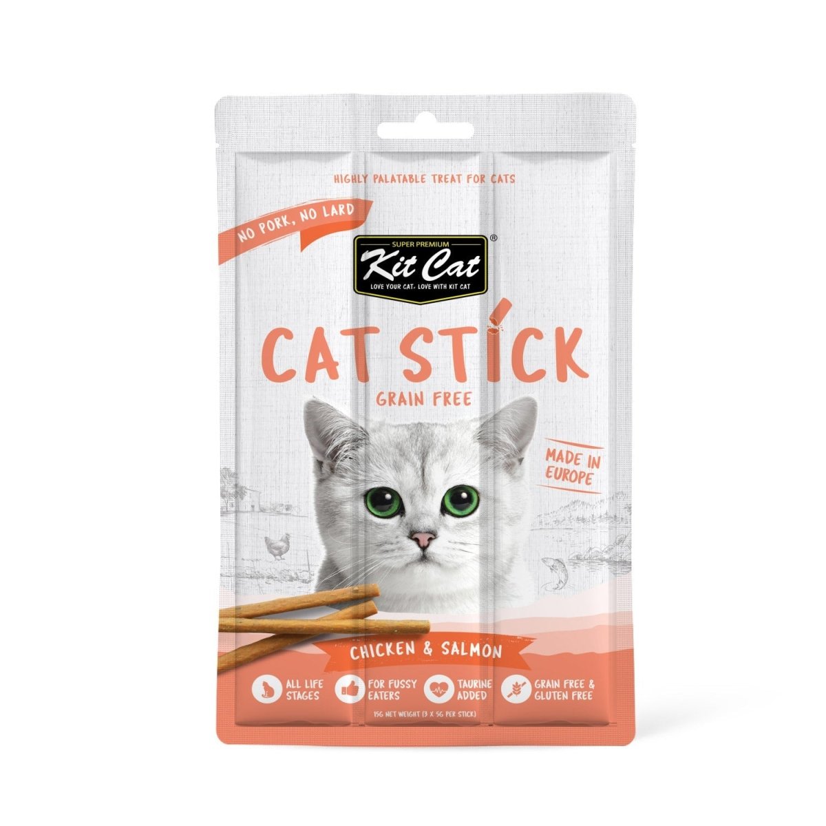 Kit Cat Grain Free Cat Stick Chicken & Salmon 15g - Shopivet.com