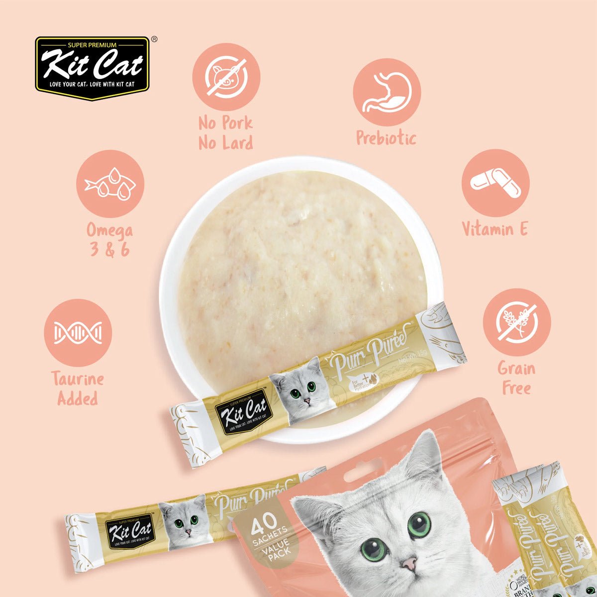 Kit Cat Purr Puree Chicken & Salmon (40 Sachets Value Pack) - Shopivet.com