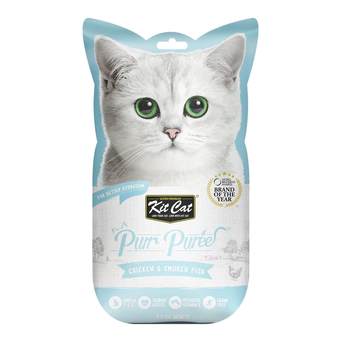 Kit Cat Purr Puree Chicken & Smoked Fish - Shopivet.com