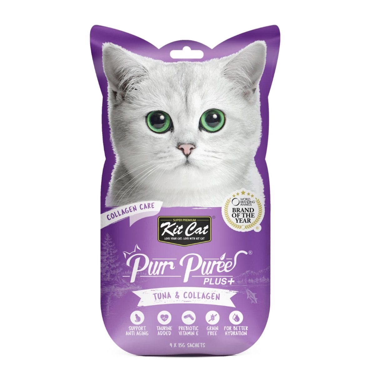 Kit Cat Purr Puree Plus+ Tuna & Collagen (Collagen Care) - Shopivet.com