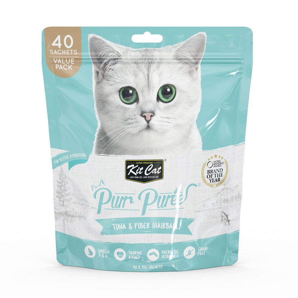 Kit Cat Purr Puree Tuna & Fiber (Hairball) (40 Sachets Value Pack) - Shopivet.com
