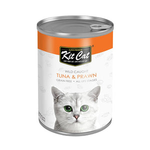 Kit Cat Wild Caught Tuna with Prawn Canned Cat Food 400g - Shopivet.com